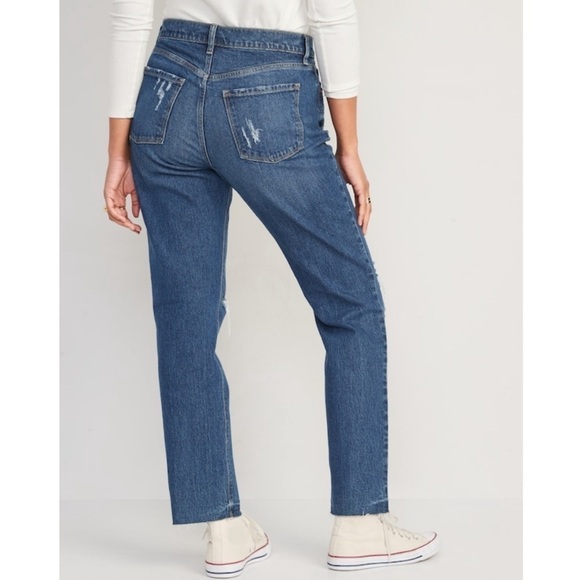 NWT Old Navy High Rise Slouchy Slim Straight Ripped Jeans In Zuri - Picture 5 of 11